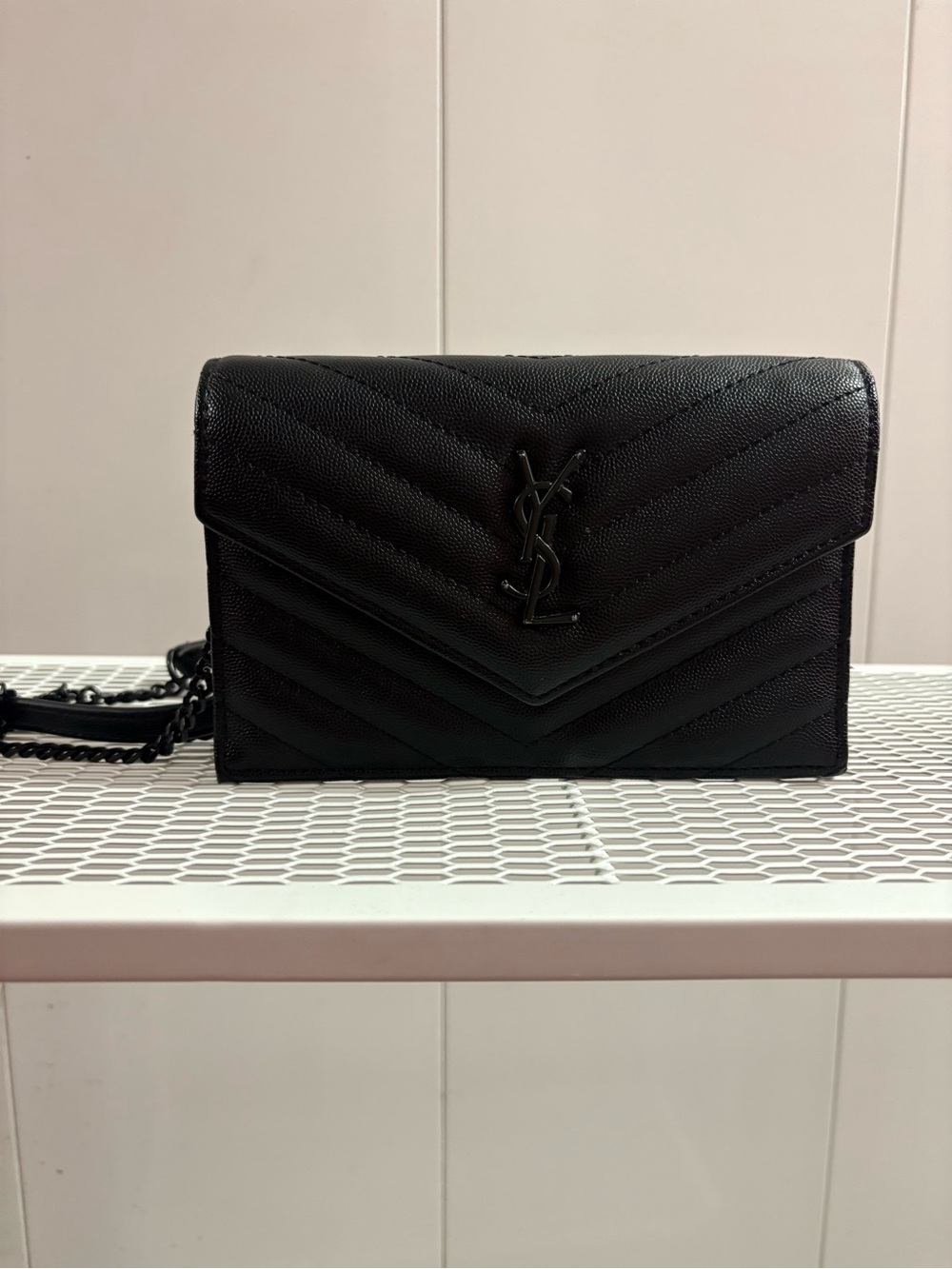 YSL Chevron Quilted Leather Crossbody Bag